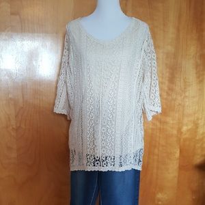 Cute Lace Overlay Top